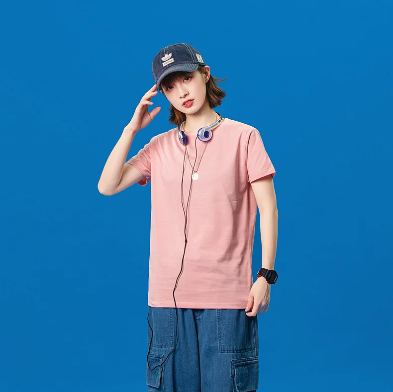 

205g women oversized slim fit t shirts bulk graphic teeshirt with printing logo