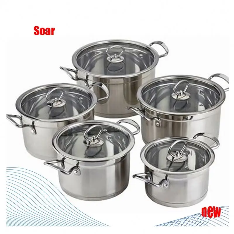 

Hanfa 10Pcs Double Handle Stainless Steel Induction Casserole Cookware Set