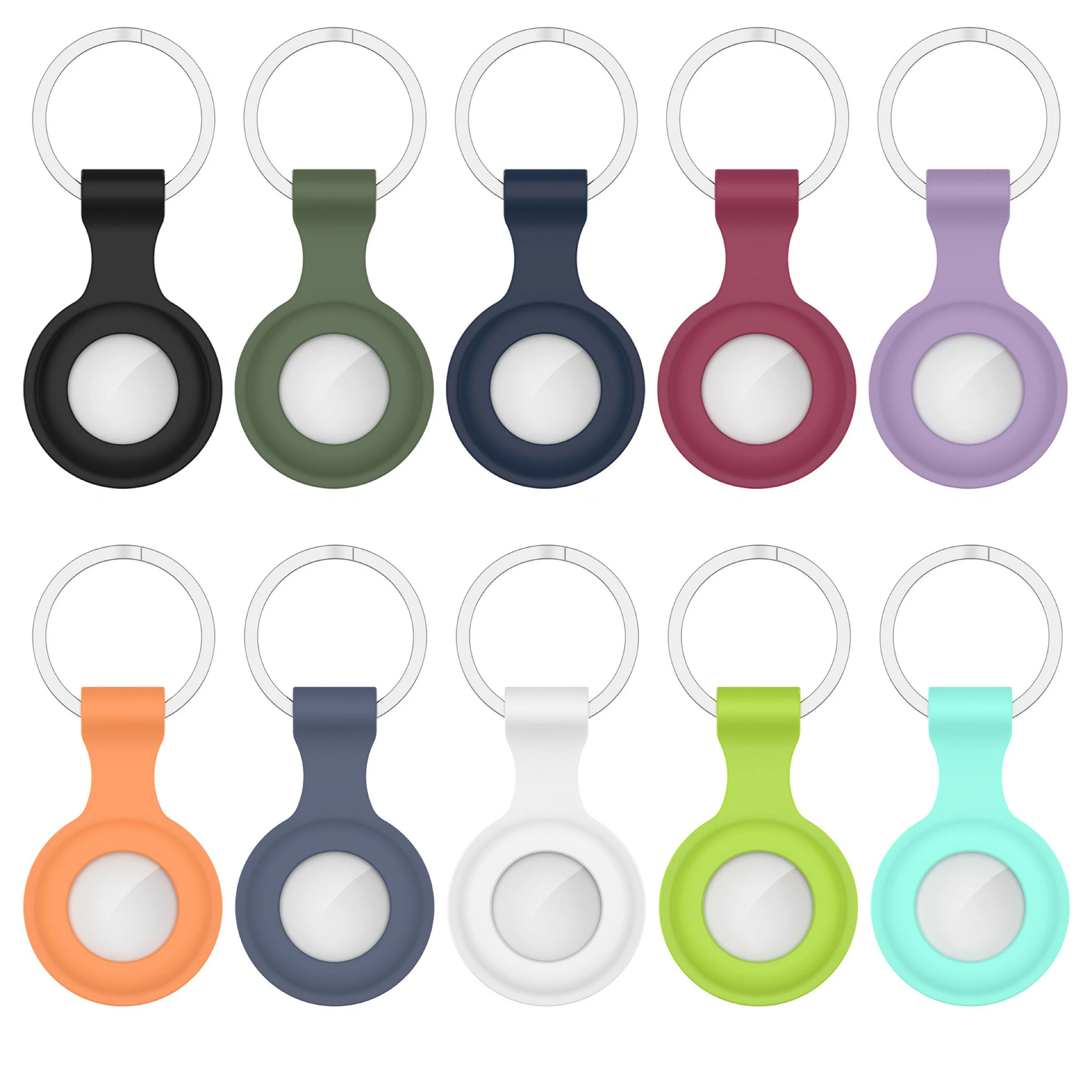

Hot Sale Wholesale Locator Tracker Anti-lost Device Leather Case Keychain Protective Cover Suitable Silicone Airtags, 6 colors