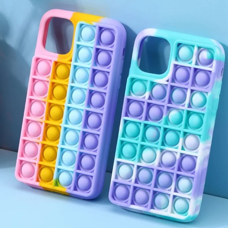 

Amazon 2021 New Anxiety Relief Stress Push Bubble Sensory Toy Game 3d Anti Silicone Soft Cell Phone Case, Multi