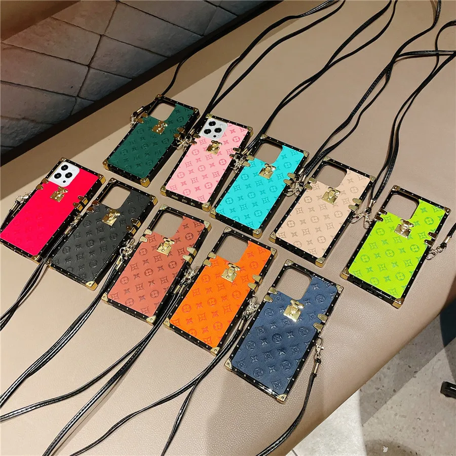 

stripes pastel leather square phone case for iphone 11 12 pro max mobile phone back cover designer original luxury phone case