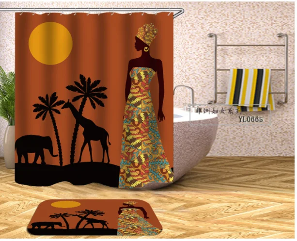 

G&D Oil Painting African Women Waterproof and Mildew Shower Curtain