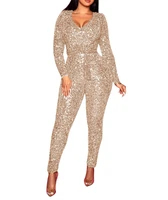 

Wholesale 2019 Vestido Ladies Plus Size Long Sleeve Sequins Formal Jumpsuits 2XL