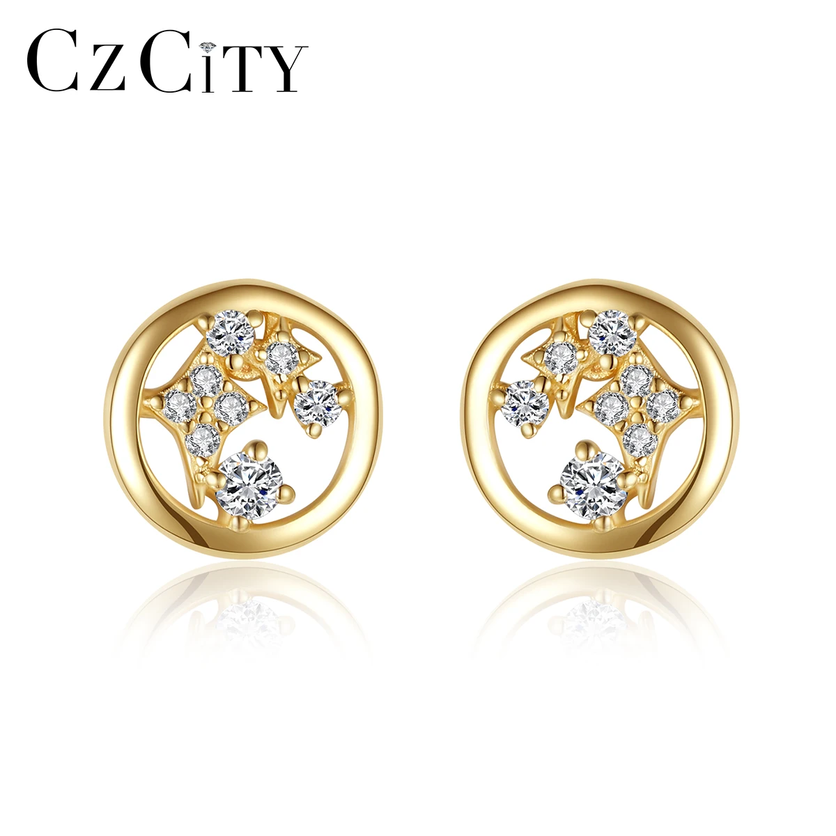 

CZCITY 925 Cz Earring Fashion Woman Modern 2022 Small Zircon Popular Sterling Silver Round Earing