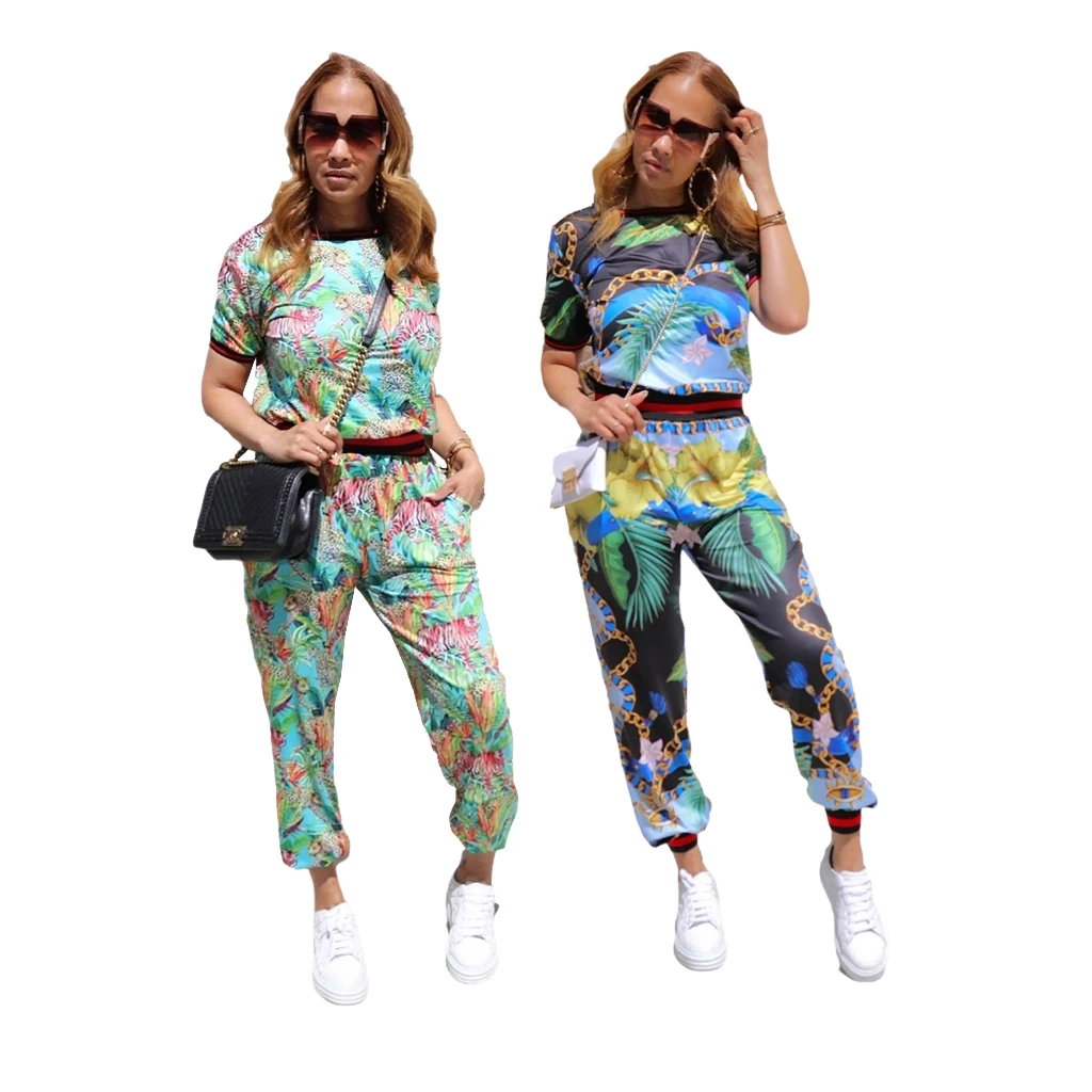 

2021 printed women fall winter casual two piece set wholesale fall winter two piece pants set