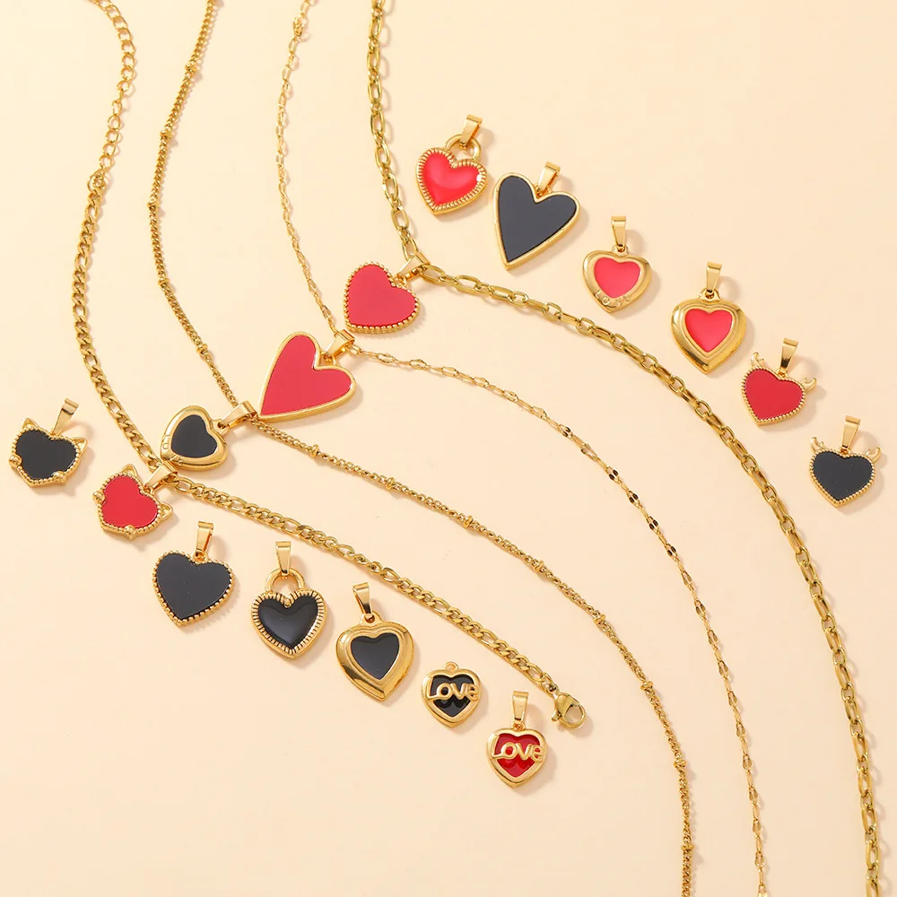 Classic Refined Elegant Women Drop Oil LOVE Love Pendant Necklace Handmade DIY Jewelry Accessories