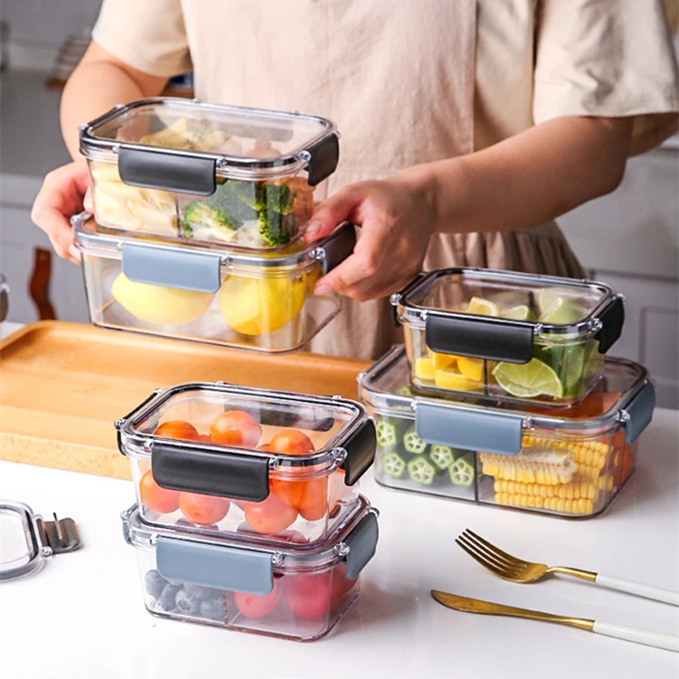 

BPA Free Kitchen Freezer Plastic Clear Baby Airtight Food Storage Container Set Bin Air Tight Dry Food Organizer Storage Box, As picture or customized