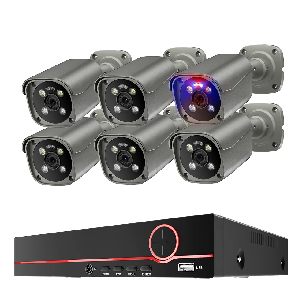 

8 Channel 8MP CCTV Camera System 4K AI Face Detection Outdoor IP Poe Bullet Camera Surveillance Kit