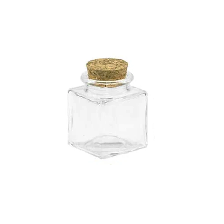 

Glass Bottle Jar Mini Clear Square Storage Glass Jar with Cork Lids, Clear glass jars