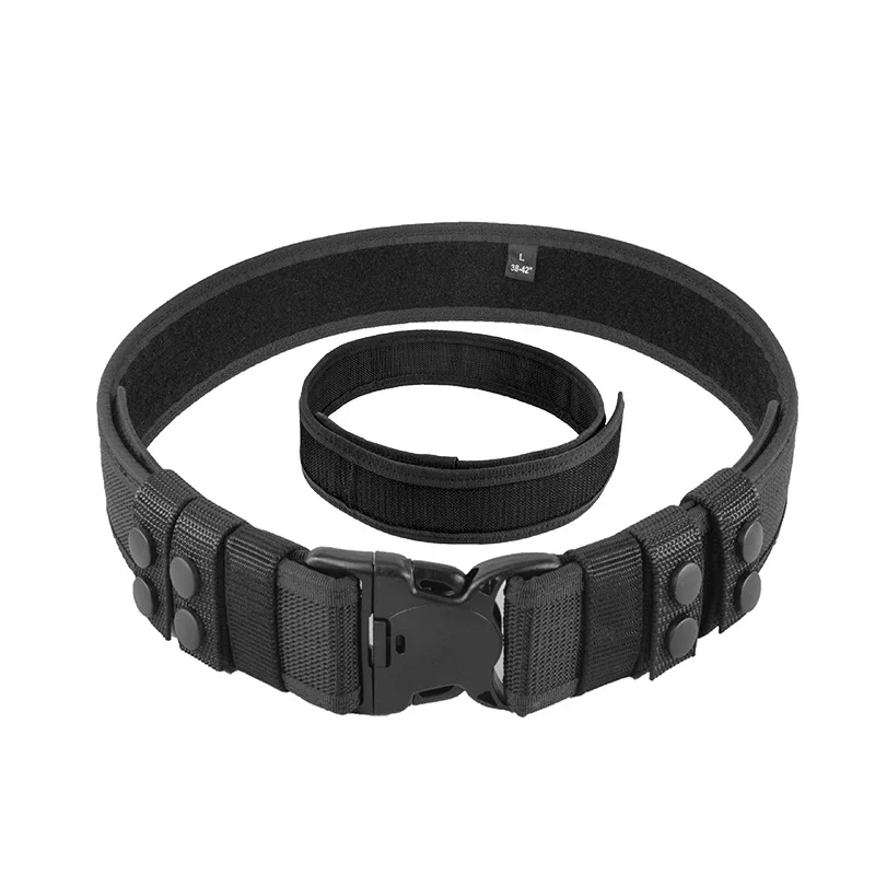 New Men's Black Elastic Nylon Tactical Belt Canvas Casual Outdoor Training Security Duty Inner Outer Belt Custom Printing Logo