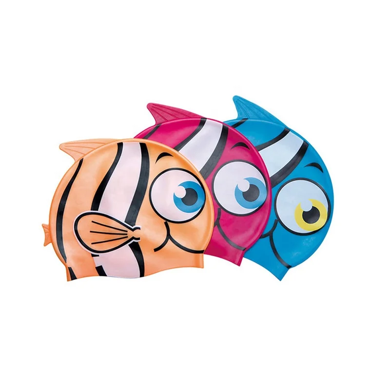 

Children Child Kids Teenagers Swim Pool Silicone Clown Fish Swimming Cap