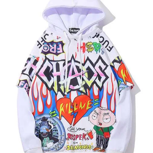 

2021 spring new full-body graffiti print hoodie men's high street hip-hop street hoodie, Shown