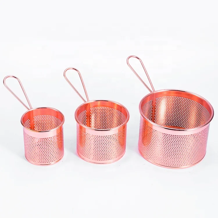 

High Quality Stainless Steel Wire Mesh French Fries Preserve Strainer Small Deep Frying Basket, Customized color