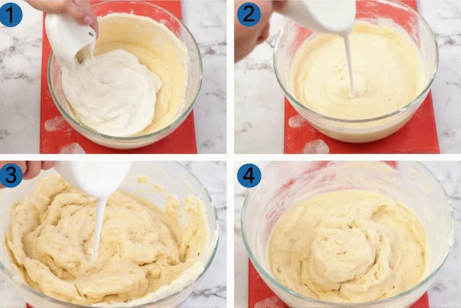 Step-by-step preparation of heavy whipping cream cinnamon roll dough showing smooth, elastic texture