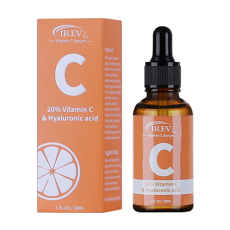 

30ml OEM Private design VC Vitamin C hyaluronic acid Day and night brightening anti-aging serum for face neck eyes, Customed color