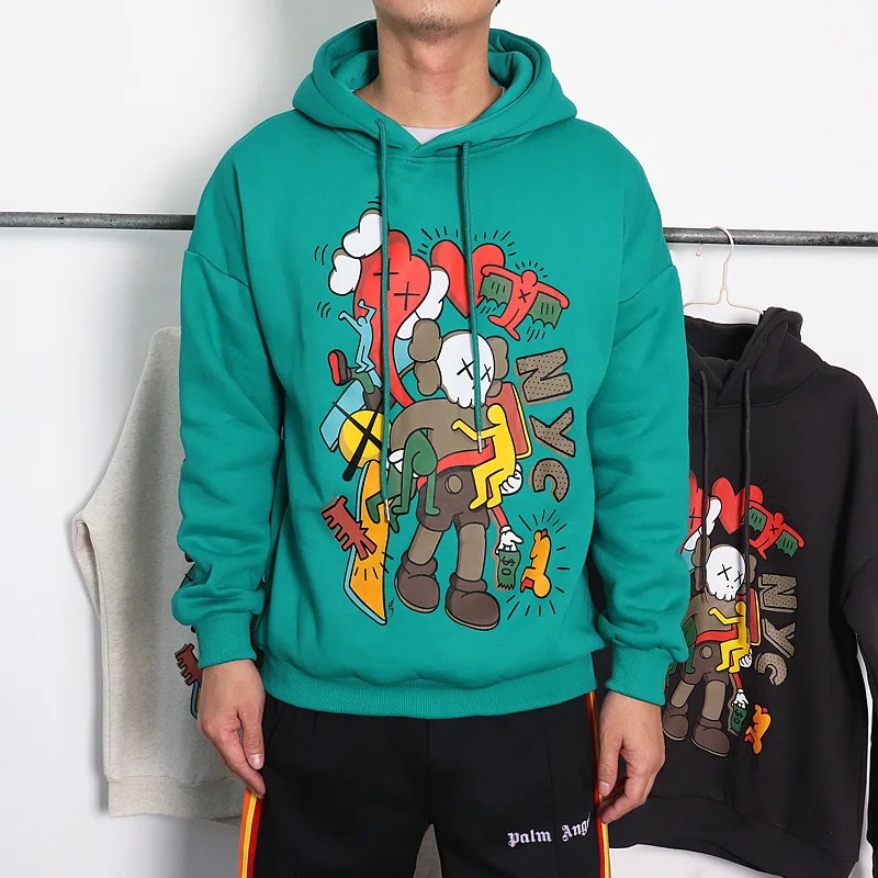 

New Arrival Fashion Design Cartoon Print Street Hoodie For Men, Customized color