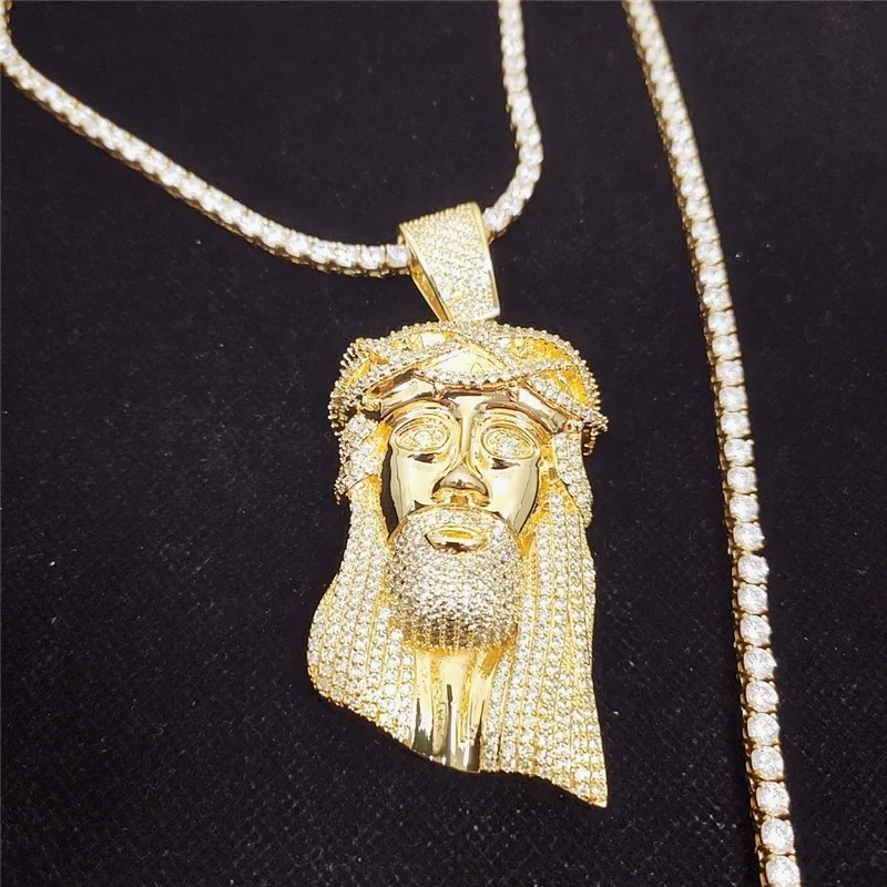 

Super Large XXL Hiphop Jesus 18K Gold Micro Iced Out Cubic Zirconia Paved Jesus Piece Pendant