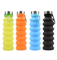 

New Arrival Travel Silicon Collapsible Foldable Water Bottle and Carabiner 550ml