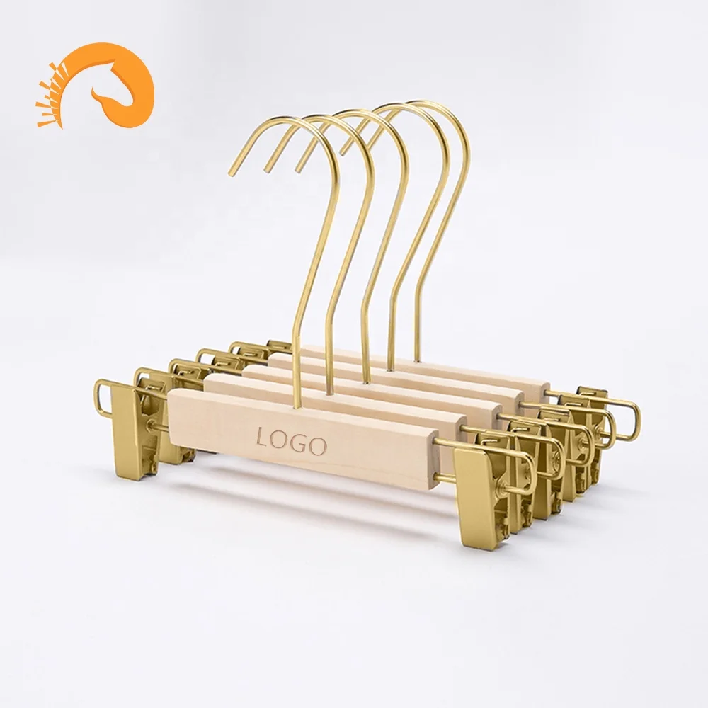 

Wholesale custom wooden hanger pants trouser hanger wood hangers for jeans dress for shops, Natural color