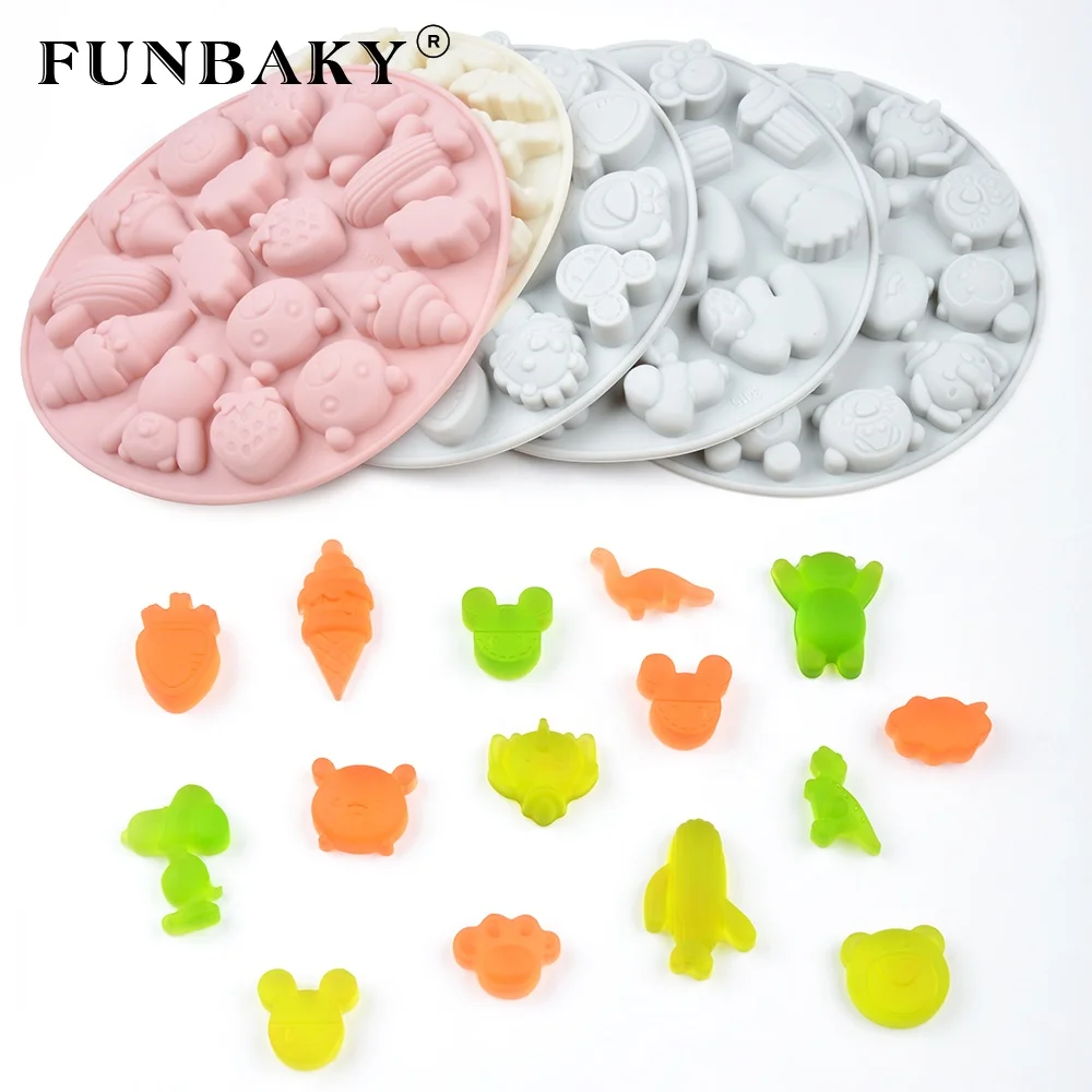 

FUNBAKY JSC3414 Candy mold gummy soft sweets molds dinosaur shape chocolate silicone mold crystal drop of glue making kits, Customized color