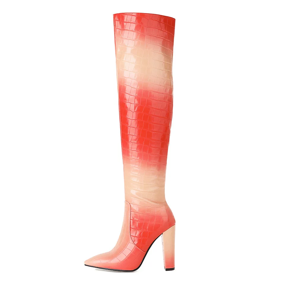 

Thigh High Female Winter Boots Women Over The Knee Boots Sexy Fashion Shoes Colorful Boots, 3 colors