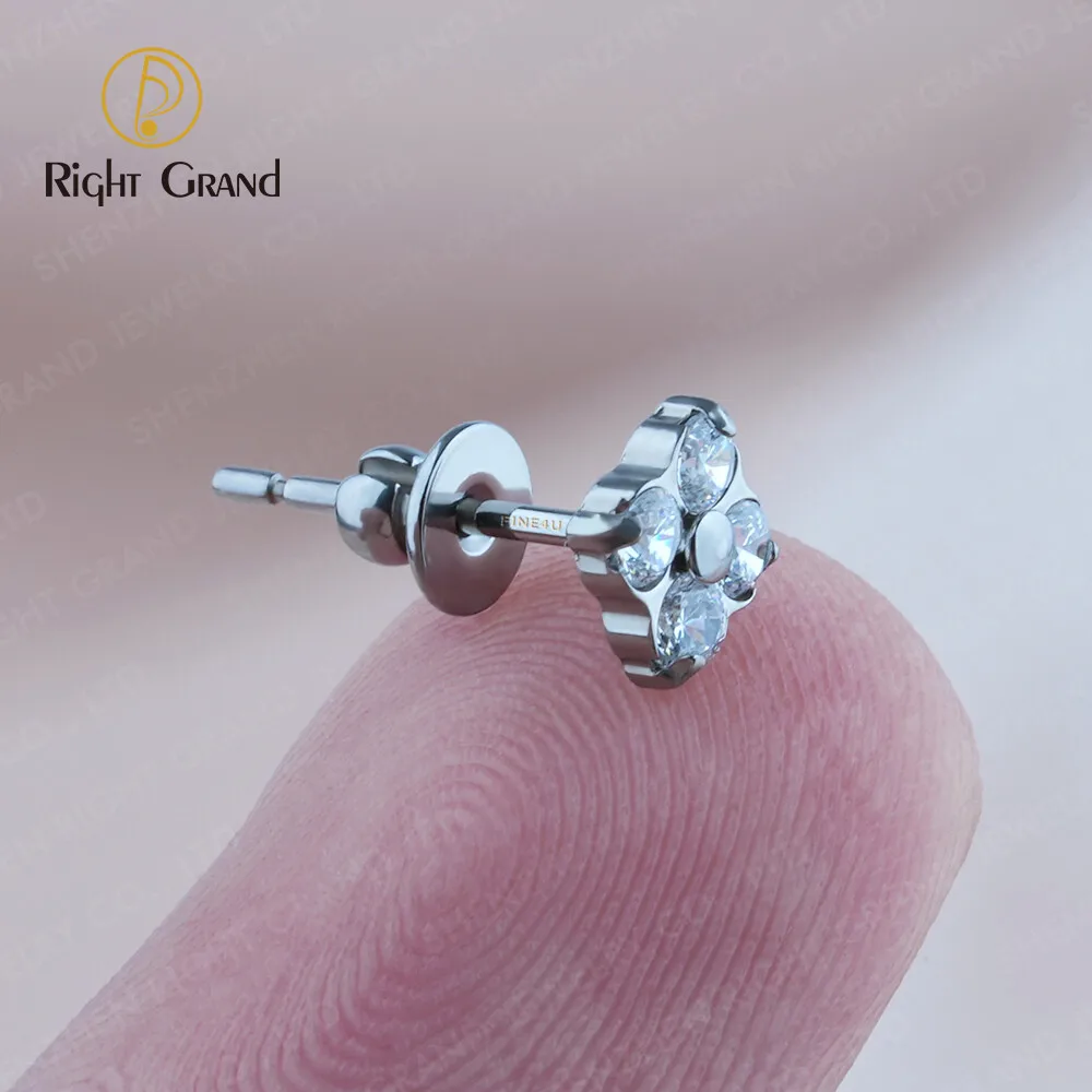 

Right Grand Ear Piercing Jewelry ASTM F136 Titanium Clear CZ Zircon Flower Earring Studs