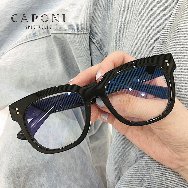 

CAPONI 2021 Amazon Black Acetate Frame Blue Light Blocking Glasses Women For Men