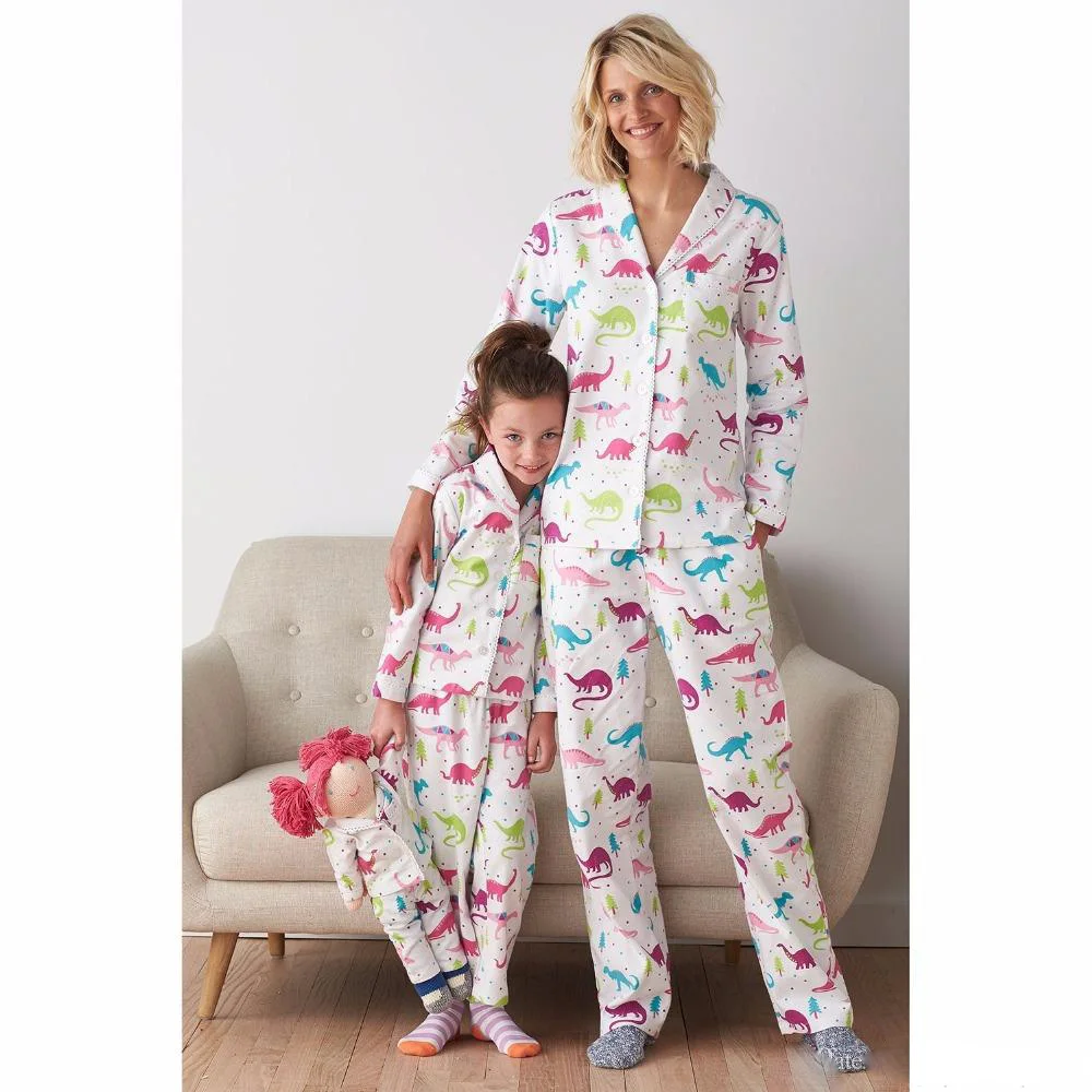 

PJ-008 2019 latest fashion pajamas designs mommy and me colorful dinosaurs print shirts with long pants christmas outfits, Picture show