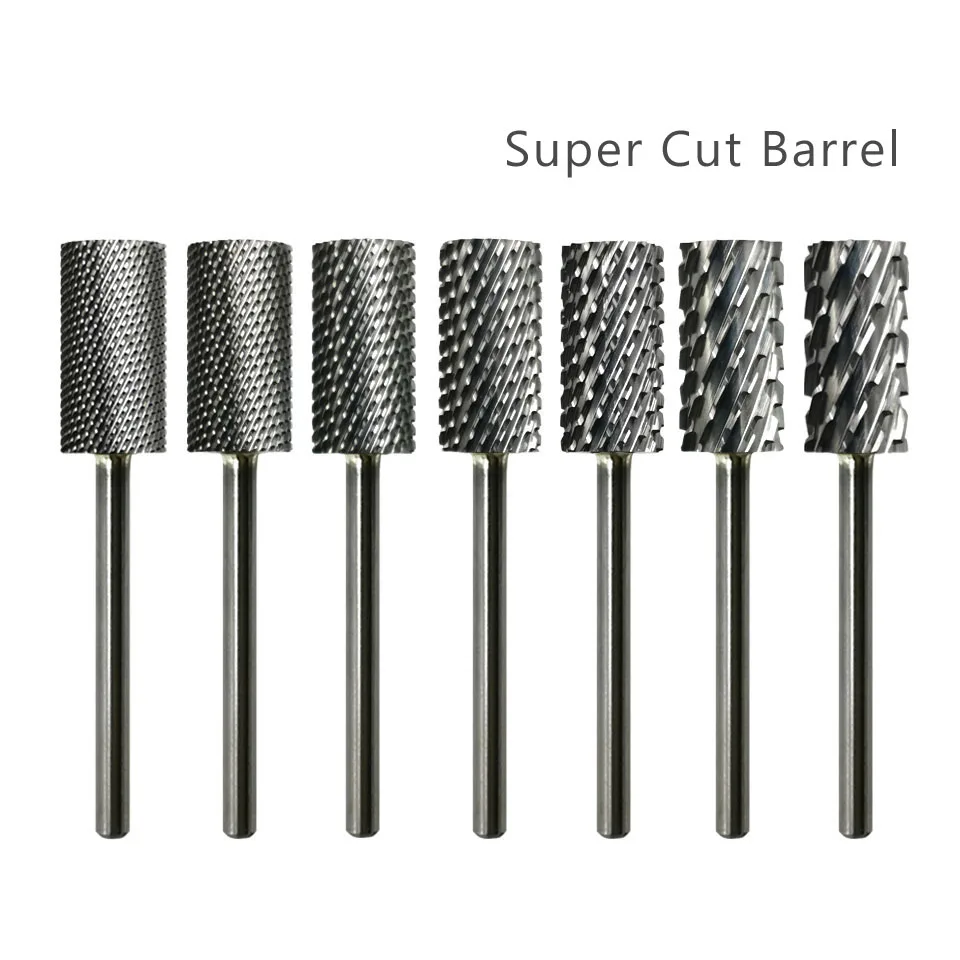

HYTOOS Super Cut Barrel Nail Drill Bit 3/32" Sharp Tungsten Carbide Burr Milling Cutter For Manicure Salon Nails Accessories
