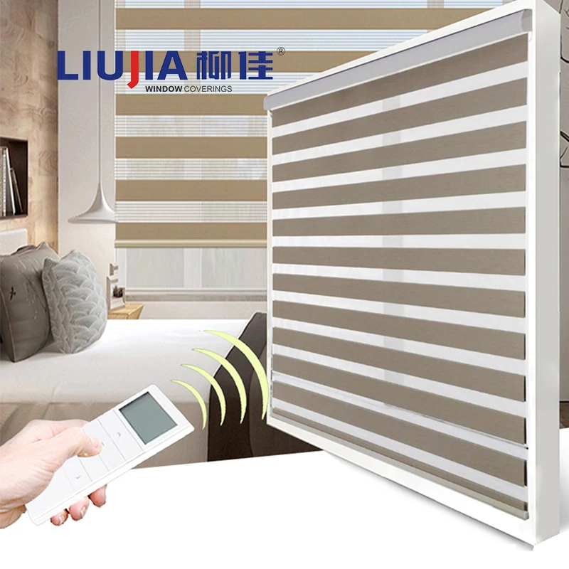 

Motorized Blackout Motorised Shade Wifi Electric Smart Home Electric Double Roller Zebra Blind, Customer's request