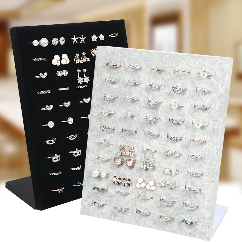 

New L Shape Finger Ring Jewelry Display Stand Shelf Showcase Rings Holder Rack Stock Jewelry Organizer Key Ring Keychain Storage, As the picture shown