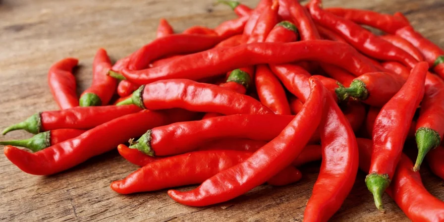 Red Asian Peppers in a Market