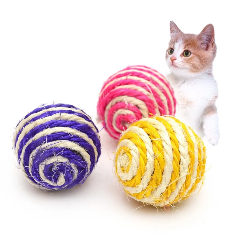 

Manufacturer Wholesale Bite Resistance Multi-color Sisal Cat Scratching Rope Ball Toy, Colorful