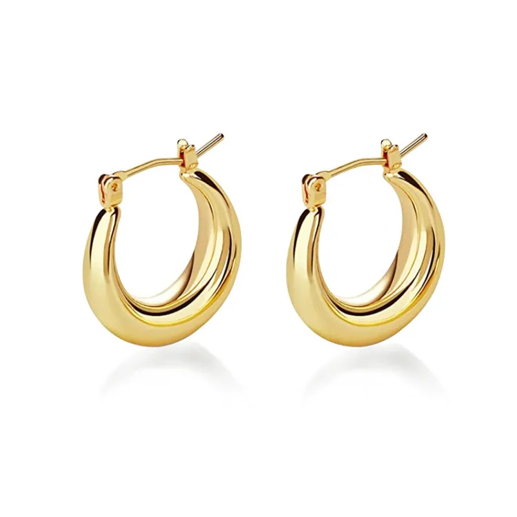 

SP Trendy Hoop Earrings 18K Gold Filled Thick Hoop Earrings For Women Jewelry