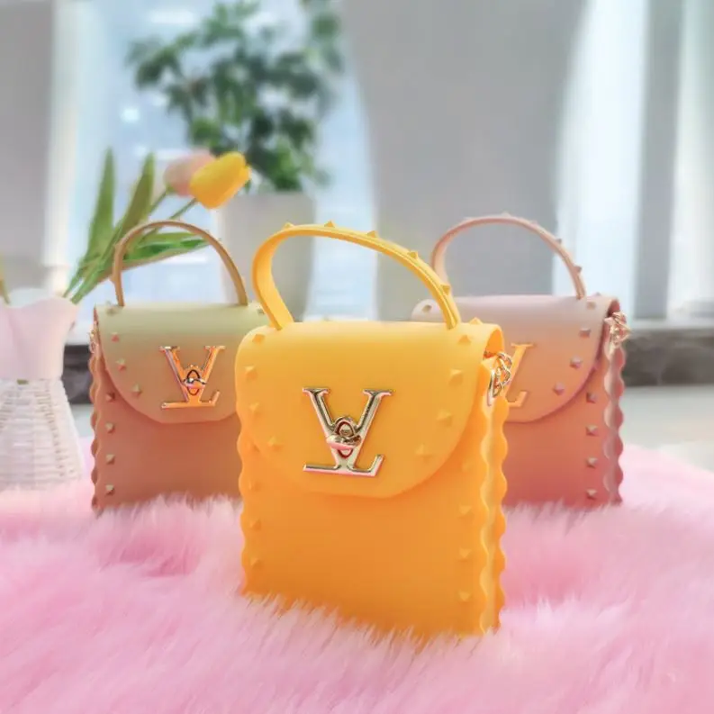 

2021 Fashion Mini Square Telephone Loui Bags Women Handbags Luxury Crossbody Rivet PVC Jelly Rivet Purse for Women