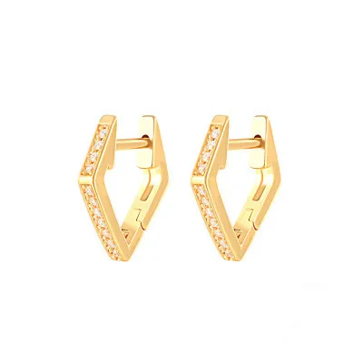 

New Arrival Women Fashion Diamond Shape Cuff Earrings With Shiny Zircon Gold Plated Sterling Silver Earrings