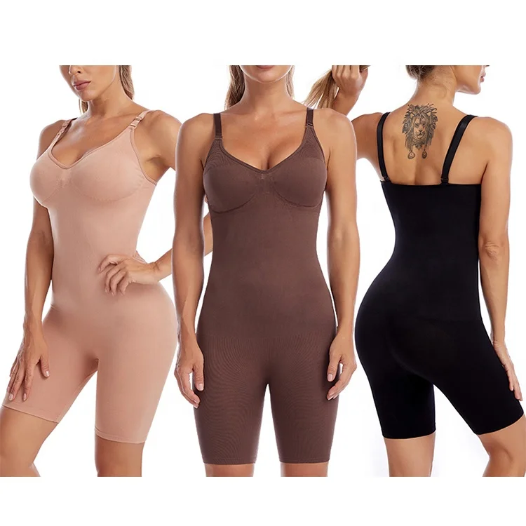 

7058 Wholesale Plus Size Slimming Tummy Control Faja Seamless Bodysuit Shapewear Full Body Shaper for Women, 3 colors: black, coffee, nude