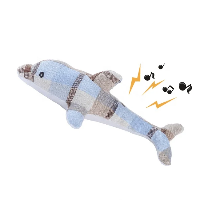 

new arrival eco friendly dyed plaid cotton filled bite resistance molar interactive squeak dog toy