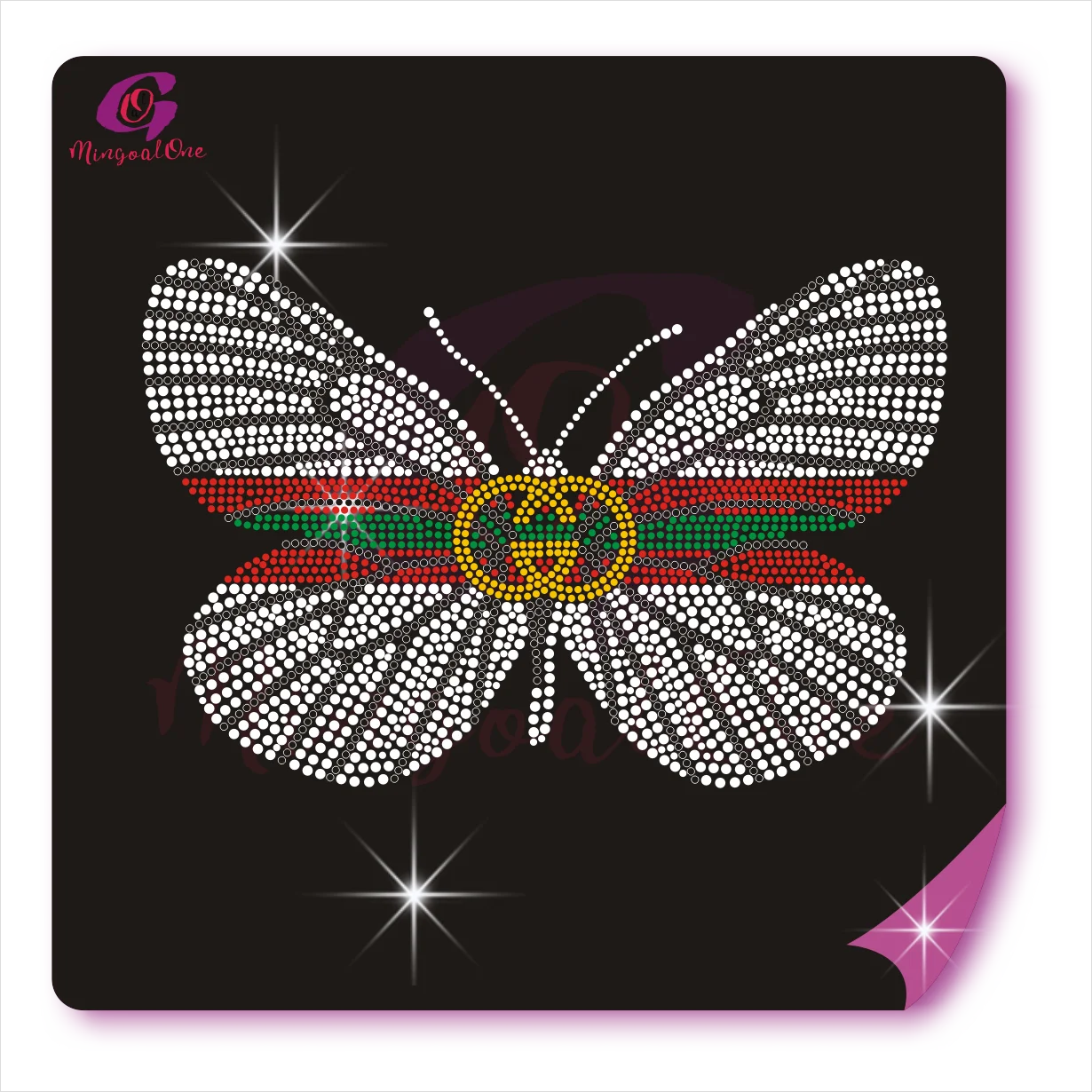 

Fashion Bling Butterfly Hotfix Rhinestone Transfer Design Popular Rhinestone Heat Transfer Iron On Motif, Select from color chart