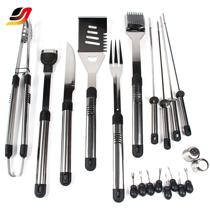 

High Quality Stainless Steel Cooking Tool Set spatula fork tongs knife brush Barbecue Utensil Camping Outdoor BBQ Tools Set