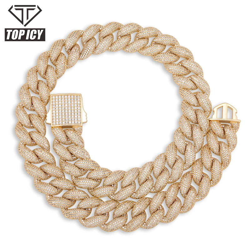 

New Hip Hop 18mm Gold Plated Silver big Miami Cuban Link Chain Iced out heavy Necklace For Men Wholesale Jewelry, Gold /silver