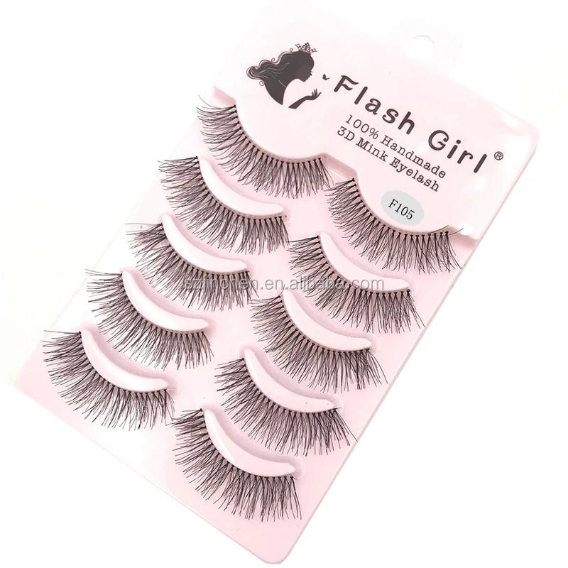 

Factory wholesale price F105 5 pairs 3D mink natural long eyelashes individual lashes extension free shipping
