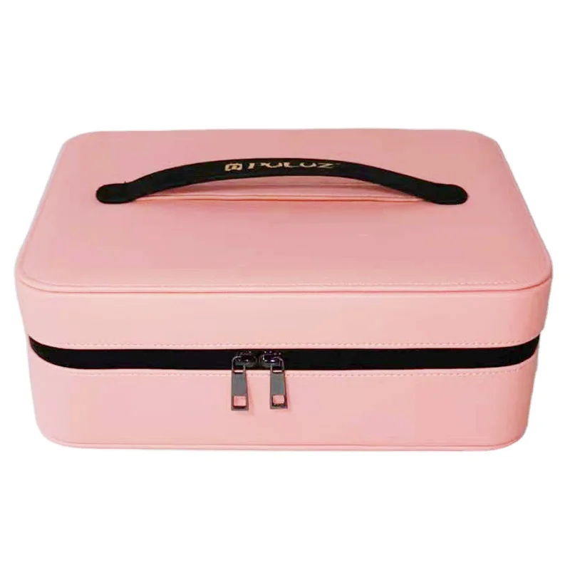 

Hot Sale Beauty Cosmetic Cases Leather Pu Makeup Case Fashion Waterproof Cosmetic Cases With Lights And Usb Interface, Gold