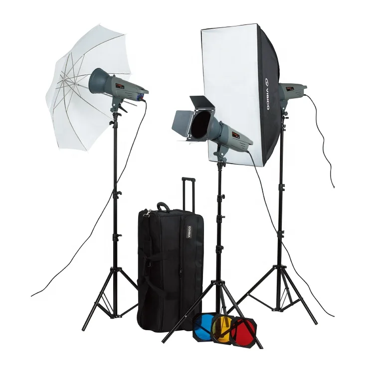 Photo Studio Equipment Strobe Light Kit Flash Lighting Kits With Barndoor Umbrella Softbox Stand