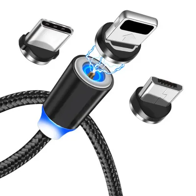 

Magnetic Micro USB Cable For iPhone Samsung Fast Charging Data Wire Cord Magnet Charger USB Type C 2m Mobile Phone Cable, Black, silver, red