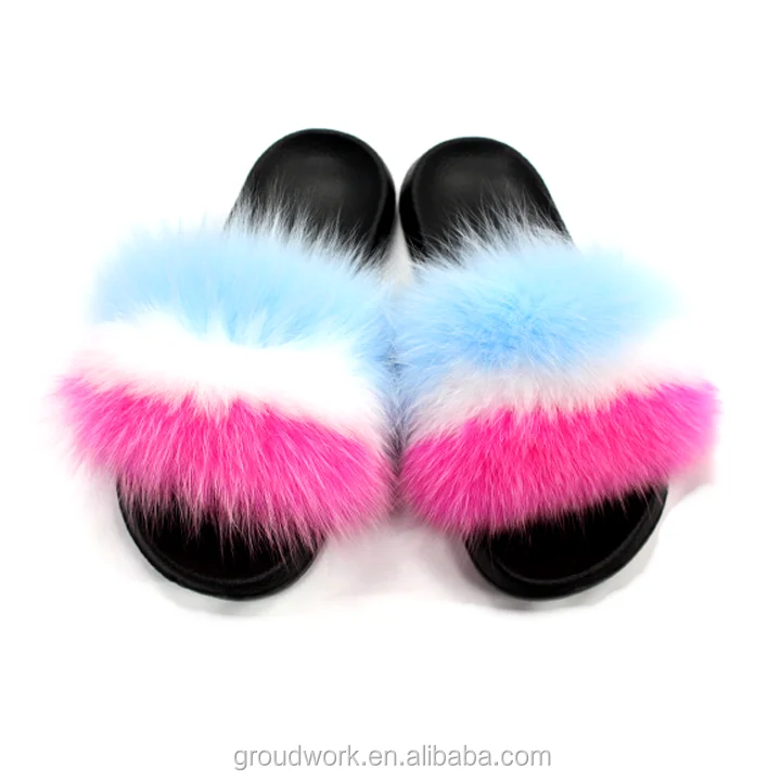 

GW New Arrival Factory Winter Wholesale non slip Fluffy Furry fur slides sheepskin Faux Fur winter Womens Ladies Home Slippers