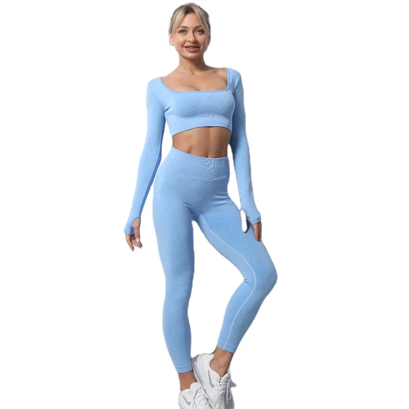 

Private Lable Sculpting Leggings Set Bralette And Legging Set Seamless Raglan Sleeve Sports Tee And Wide Band Waist Sports