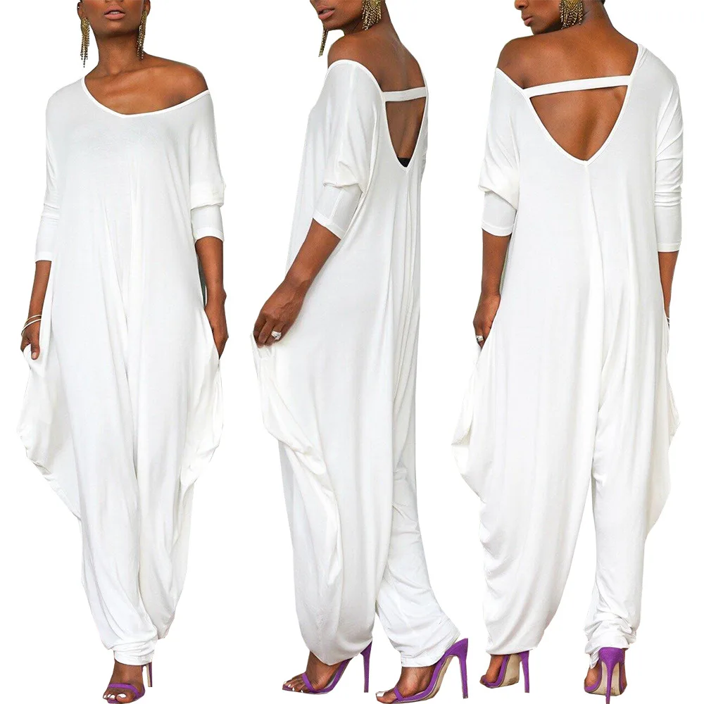 

Backless Loose White One Piece 2020 Harem Jumpsuits Women, Picture