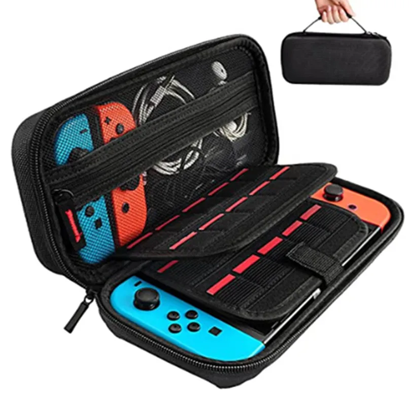 

Nylon Portable Storage Bag Carrying Protective Case Pouch Bag for NS Nintendo Switch Console, Black, black with red zipper, black with blue zipper