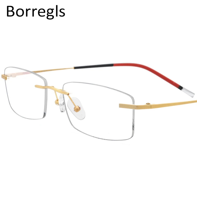 Borregls B Titanium Rimless Glasses Men Prescription Eyeglasses Frame ...